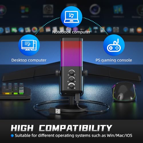 Microphone de jeu M7 XTUGA USB pour streaming et enregistrement PC