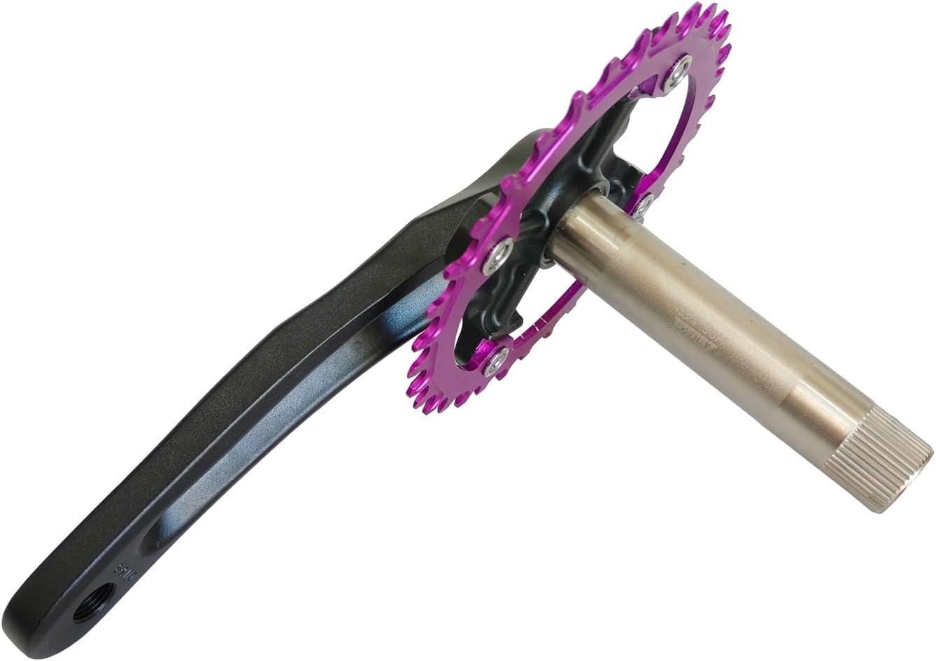 CDHPOWER 104 BCD 34T 170MM Mountain Bike Crankset, Hollow Integrated MTB Crank Set, Aluminum Alloy Crankset Round Chainring with Bottom Bracket Bolts (Purple/Black)