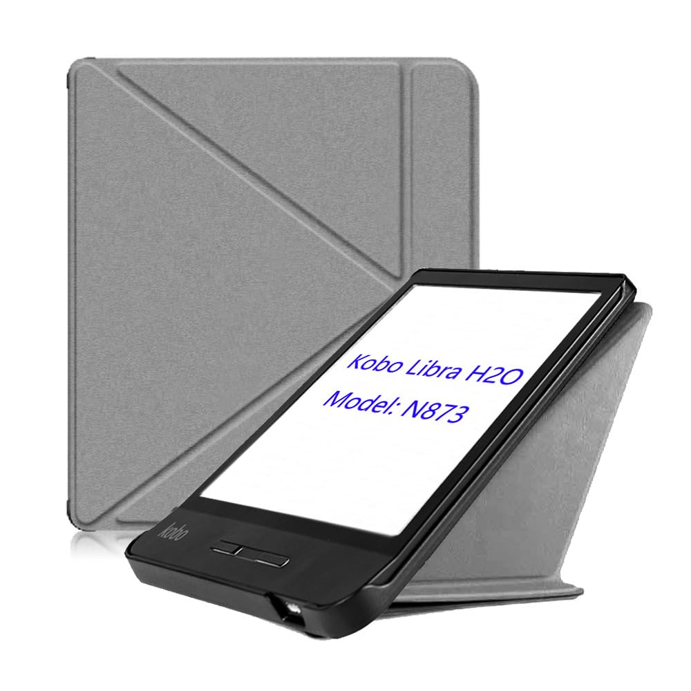 Case for 7-inch Kobo Libra H2O N873 e-reader case with magnetic holder, soft TPU N873 cover, and automatic wake-up function (Dark Green) — view 7