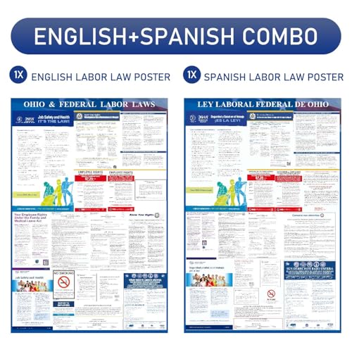 Image of KIKIGO 2026 Ohio State & Federal Labor Laws Poster OSHA Bilingual Poster