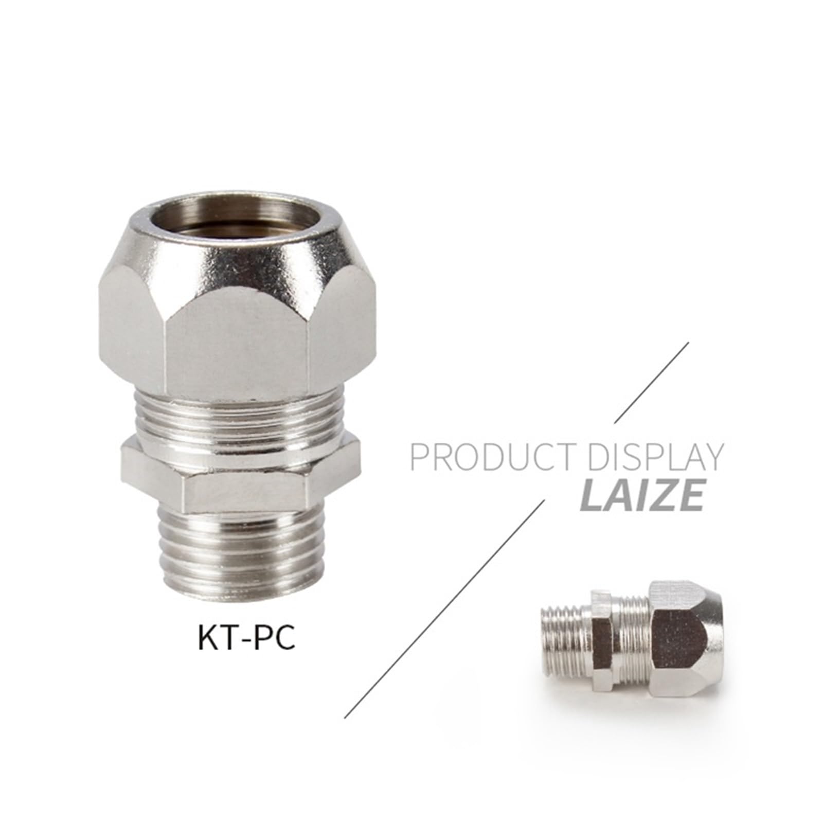 1PC Nickel Plated Brass Compression Tube Pipe Fittings PC Compression Union Connector&Compression Sleeves Ferrules(PC 10mm,3I8)