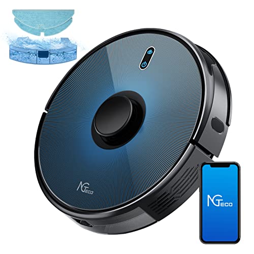 NGTeco Robot Vacuum Cleaner 2-in-1 Sweep and Mop 4200Pa Super Suction Quiet Robotic Vacuums,Laser Navigation,Multi-Floor Mapping,Self-Charging,Good for Pet Hair,Carpet and Bedroom，Works with Alexa