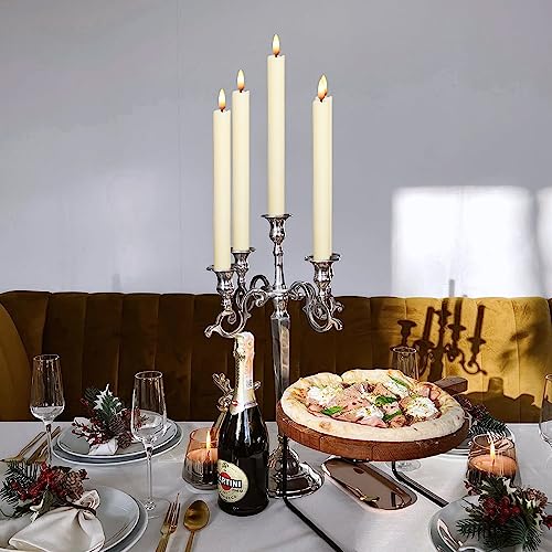 Image of Flameless Taper Candles Battery Operated Flickering Flame with Remote Timer, 6PCS White Real Wax LED Flameless Candlesticks for Festival Home Wedding Living Room Decor(9.64 x 0.78 Inch)