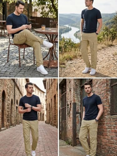 Image of Leriya Fashion Men's Cargo Pants | Multi Pocket Cotton Cargo Joggers for Men | Loose Fit Stylish Pant with Pockets | Casual Baggy Trousers & Streetwear Lower