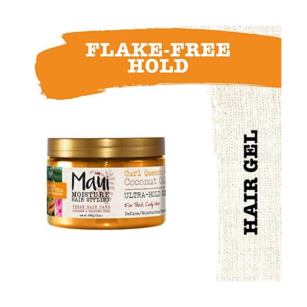 Maui-Moisture-Curl-Quench-Coconut-Oil-Ultra-Hold-Gel-for-Curly-Hair-Styling-Vegan-No-Drying-Alcohols-Paraben-Free-Silicone-Free-12oz Maui Moisture Curl Quench + Coconut Oil Ultra-Hold Gel, for Curly Hair Styling, Vegan, No Drying Alcohols, Paraben Free, Silicone Free, 12 Ounce