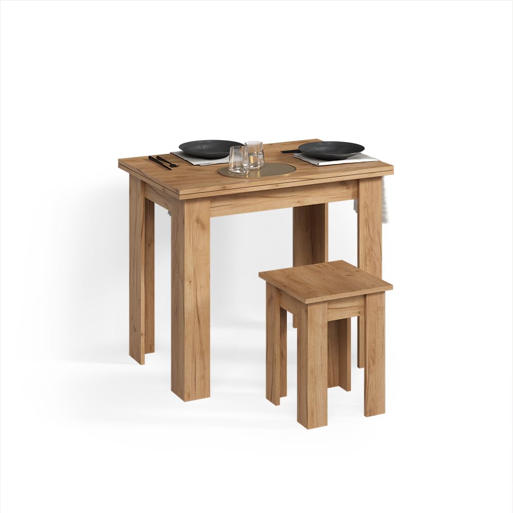 Livinity Tavolo da pranzo con sedia Tiberio, Rovere sabbia, 90 x 60 cm