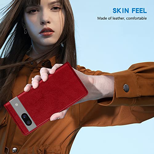 ZZXX for Google Pixel 7a Wallet Case Strong Magnetic 6.1 inch,Red - image 6
