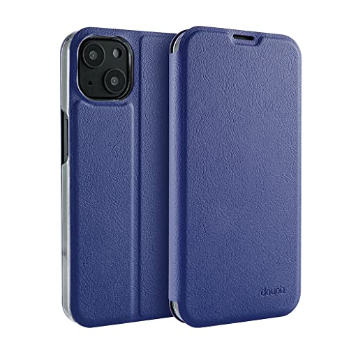 doupi Flip Case kompatibel mit iPhone 13 (6,1 Zoll), Deluxe Schutz Hülle mit Magnetischem Verschluss Cover Klapphülle Book Style Handyhülle Aufstellbar Ständer, dunkel blau