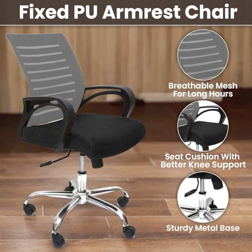 Image of Ngfc Office Chair for Home with Back Support Arm Rest 360 Degree Rotating Office Chair with Tilt Lock Mechanism High Comfort Seating Ergonomic Chair for Home & Office (1, Grey)