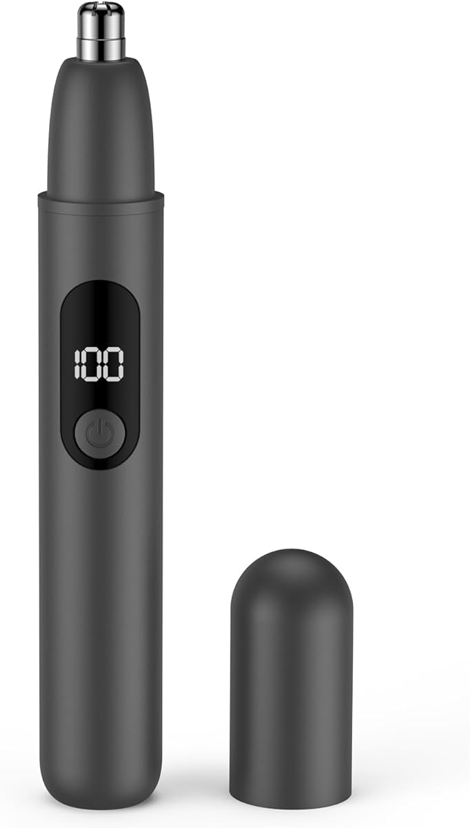 Nasenhaartrimmer, wiederaufladbare kabellose Ohr Augenbrauen Trimmen Werkzeug Dual-Edge-Klingen Rasierapparat einfache Reinigung mit LED-Licht für Mann Frau