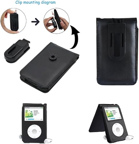Miniatura 4 de Funda protectora de cuero para Apple iPod Classic 6ª, 7ª, 80 GB, 120 GB delgada 160 GB y iPod Video 5th 30 GB con clip para cinturón + protector