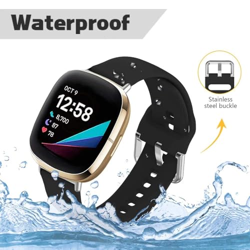 Image of YODI Watch Band Compatible with Fitbit Versa 4 / Fit bit Versa 3 / Fitbit Sense /Sense 2 Band, Soft Replacement Silicone Wristband for Women Flexible Waterproof Sport Watch Strap for Men Large