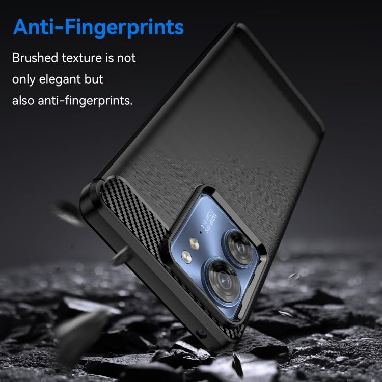 Image of NPRC Hybrid Ultra Slim Protective Case TPU Non-Slip Carbon Fiber Texture Shockproof Case Cover for Moto Edge 40 - Black