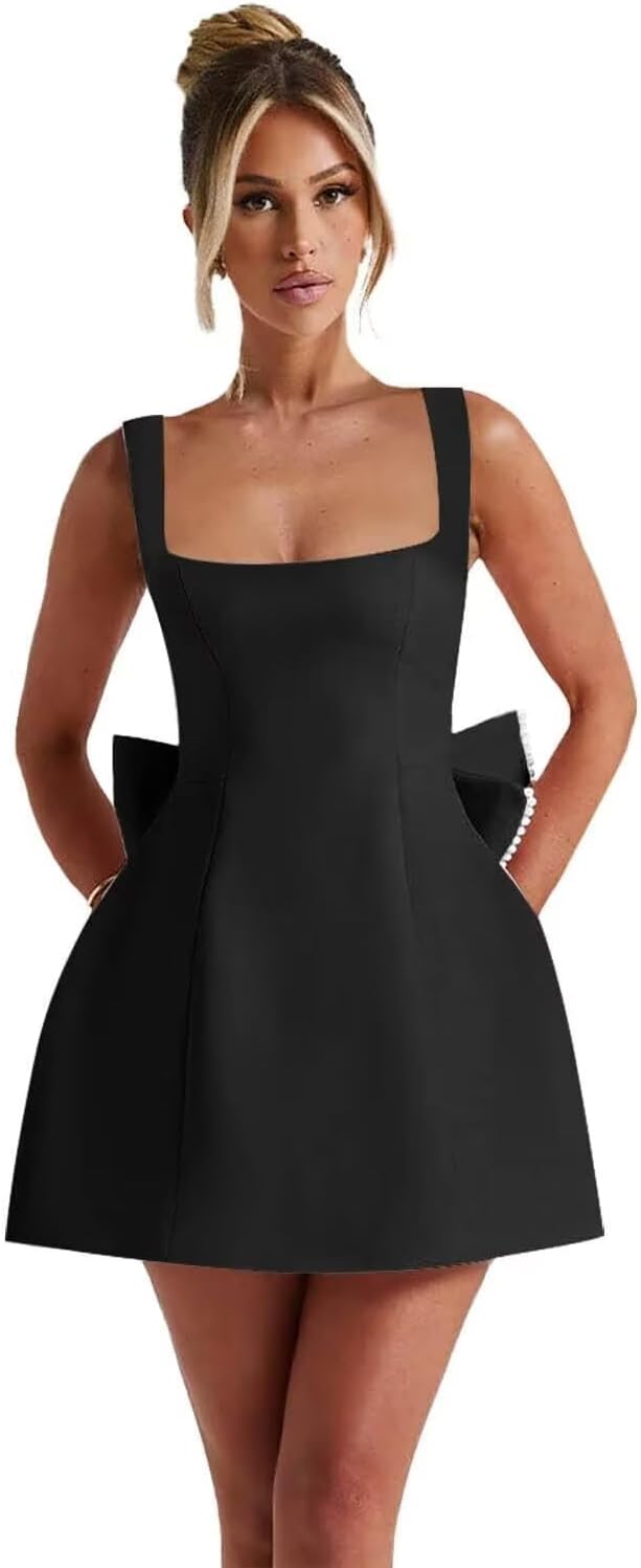 Satin Short Homecoming Dresses with Bow Mini Wedding Gown A Line Prom Cocktail Dress for Teens