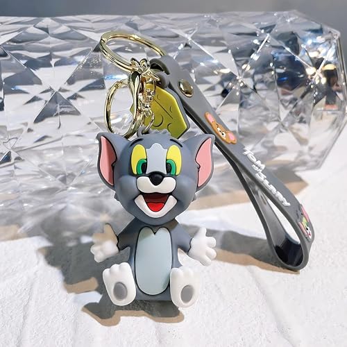 Image of Cute Cartoon Character Silicone 3D Key Chain with Strap Charm & Metal Hook, Merchandise Key Rings Gift for Kids Girls Boys Men & Women