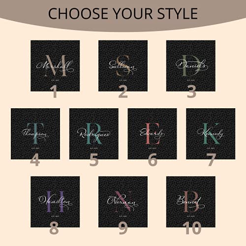 Artbroz Custom Monogram Shower Curtain, 71 X 74 Inch, Personalized Monogrammed Initial Black Leopard/Cheetah Animal Print Waterproof Fabric Bath Curtains, Unique Elegant Bathroom Décor #TOP1