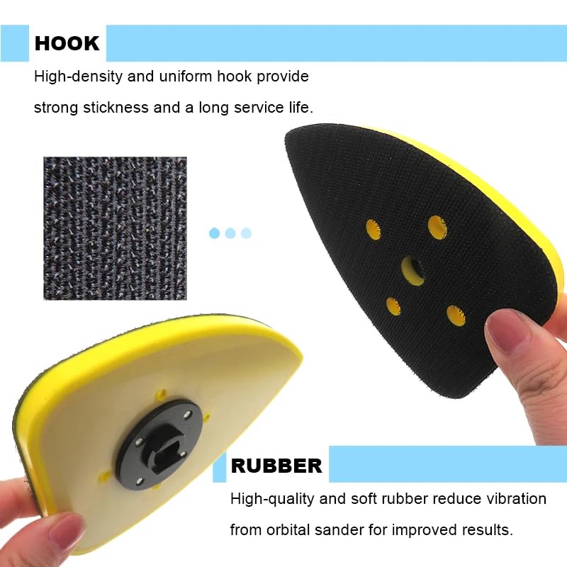 Sanding Pad 90x135mm Triangular Universal Sander Disc, Backing Plate Hook Loop Sander Grinder Accessory for Grinding& Polishing