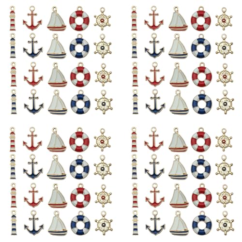 Sailanzi 40pcs alloy enamel sailing series Pendant Jewelry Making DIY