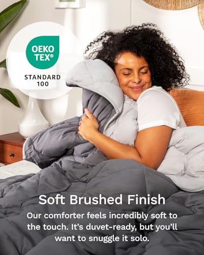 Image of ViscoSoft Queen Comforter - Cloud-Soft Down Alternative Duvet Insert, All Season Cooling Lightweight Reversible Quilted Blanket for Bedroom & Guest Room, Oeko-TEX Certified,Light /Dark Gray