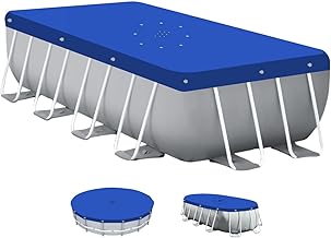 Linxor - 4 Seasons Reversible Protective Cover for Above-Ground Swimming Pool - 150 GSM - Blue and Grey - Various Shapes and Sizes