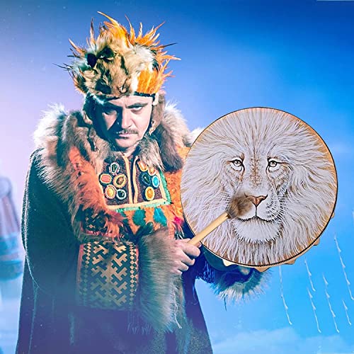 Tambor espiritual hecho a mano LIOONS con león miniatura 7