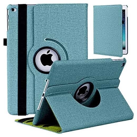 Vultic Fabric Rotating Case for iPad Air 4/5 (2020/2022), 360 Degree Stand [Auto Sleep/Wake][Pencil Holder] Folio Smart Cover (Light Green)