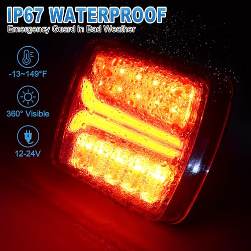 Image of NeaLia Magnetic Wireless Trailer Lights, Rechargeable LED Trailer Light for Towing Truck, Waterproof Tail Tow Lights Kit for RV Camper Boat Caravan, Portable Turn Signal Brake Running Stop