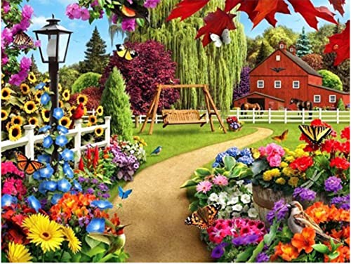 Peinture au diamant 5D chemin de fleurs kit complet strass mosaïque 30x40 cm