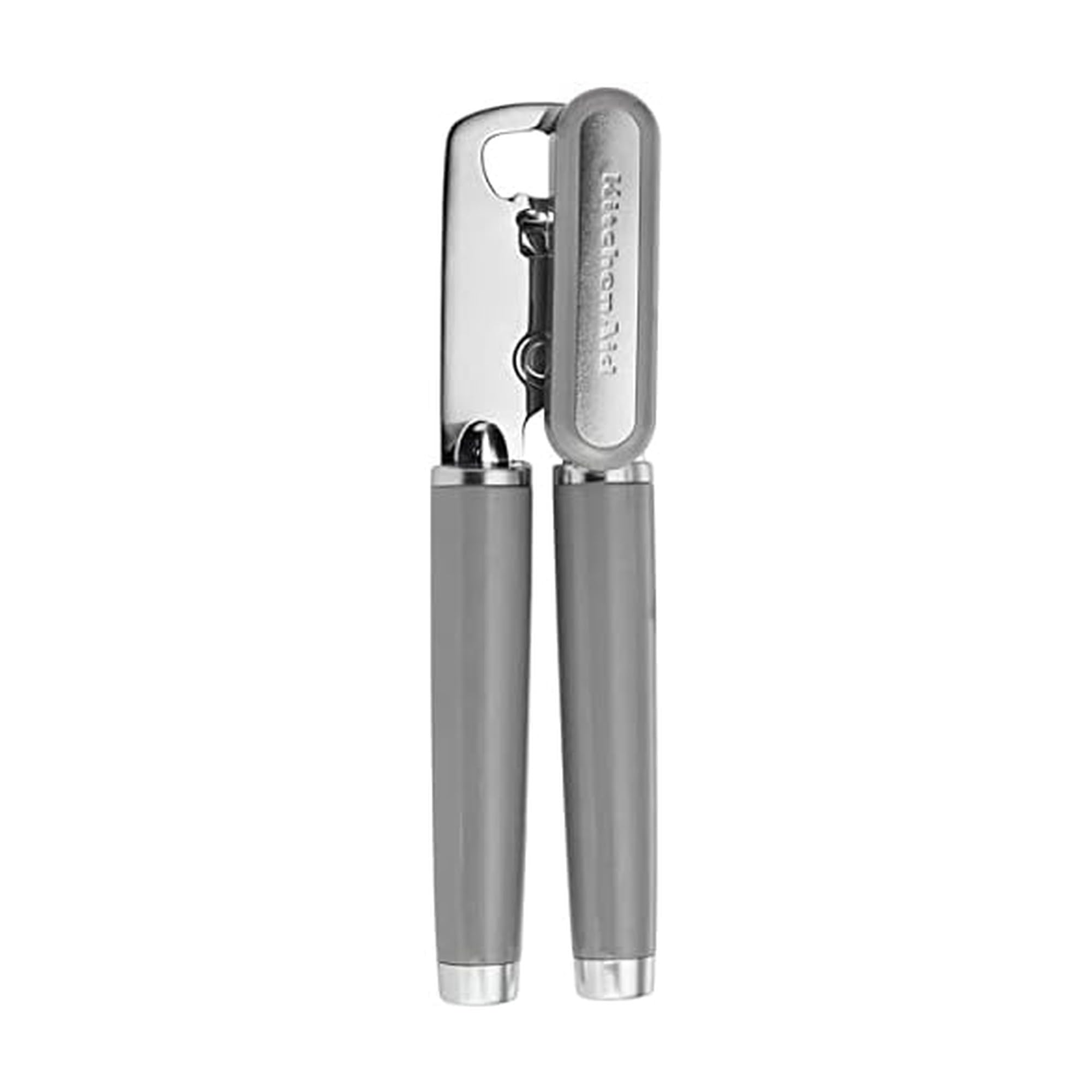 KitchenAid Classic Multifunction Can Opener and Bottle Opener Easy to Use, Razor Sharp Stainless Steel Cutting Wheel, Soft Ergonomic Handles, Gray