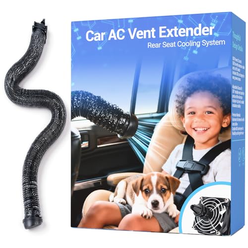 Car AC Vent Extender with USB Airflow Fan, Extendable Air Vent Hose for Backseat, AC Tube Back Seat Air Conditioning for Baby, Rear Seat Cooling Solution for Kids & Pets