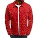 Printemps Automne Casual Hommes Veste Denim Veste Slim Tool - Rouge - L