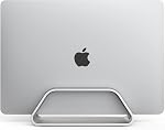 HumanCentric Vertical Laptop Stand Compatible with MacBook Pro and MacBook Air, Holder for Personal Computer Desk Stand, Aluminium, Exchangeable Inserts to Fit Different Device Models, Silver