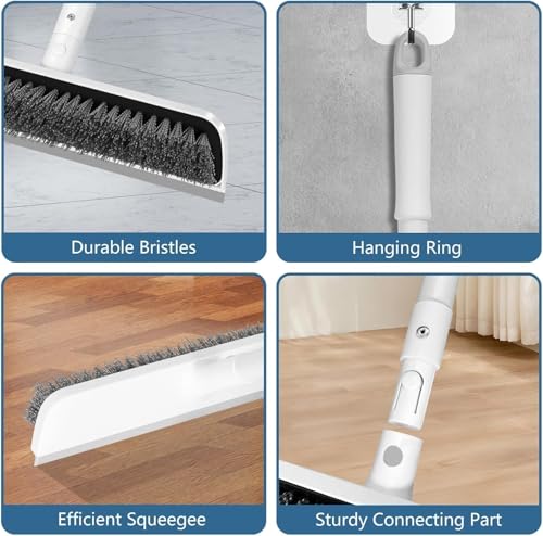 Image of 2-in-1 Bathroom Brush with Wiper Long Handle Floor Scrub Brush with Head for Deep Cleaning Tiles, Toilet, Shower, Walls & Kitchen Floor Cleaning Brush. (1 pcs)