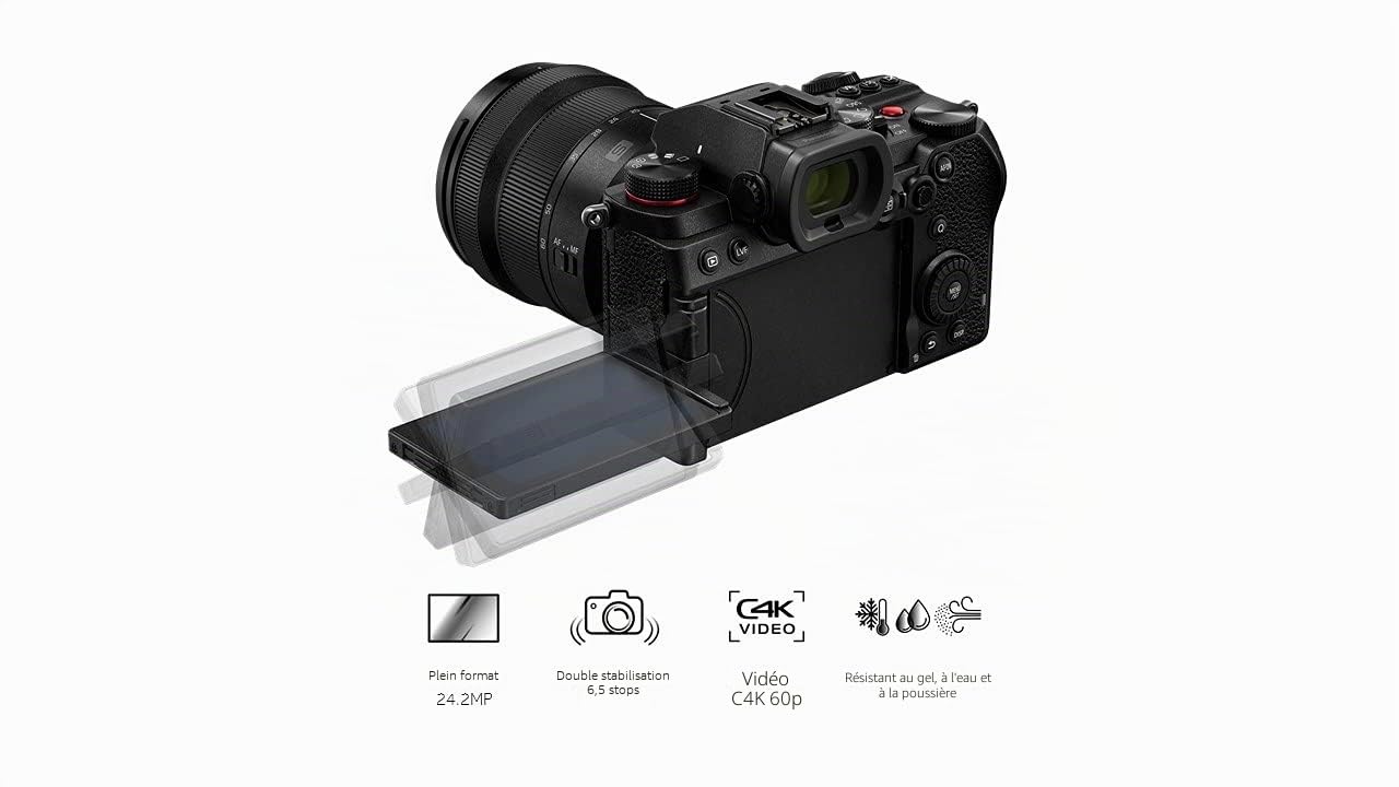 Panasonic Lumix S5K | Appareil Photo Hybride Plein Format + Objectif Lumix S 20-60mm F3.5-5.6 + Batterie (24MP, Vidéo 4K 4:2:2 10bit, Double Stabilisation, V-Log, Tropicalisé) – Version