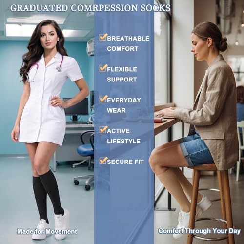 Image of Sooverki Compression Socks for Women and Men Circulation (3 /4 Pairs) is Best Support for Running Athletic Cycling Hiking
