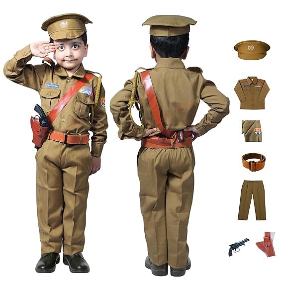 Image of Sarvda Kids Fancy Dress Costume Set | Police, Army Soldier, Pilot, Doctor, Subhash Chandra Bose & Community-Helper Outfit for Boys & Girls
