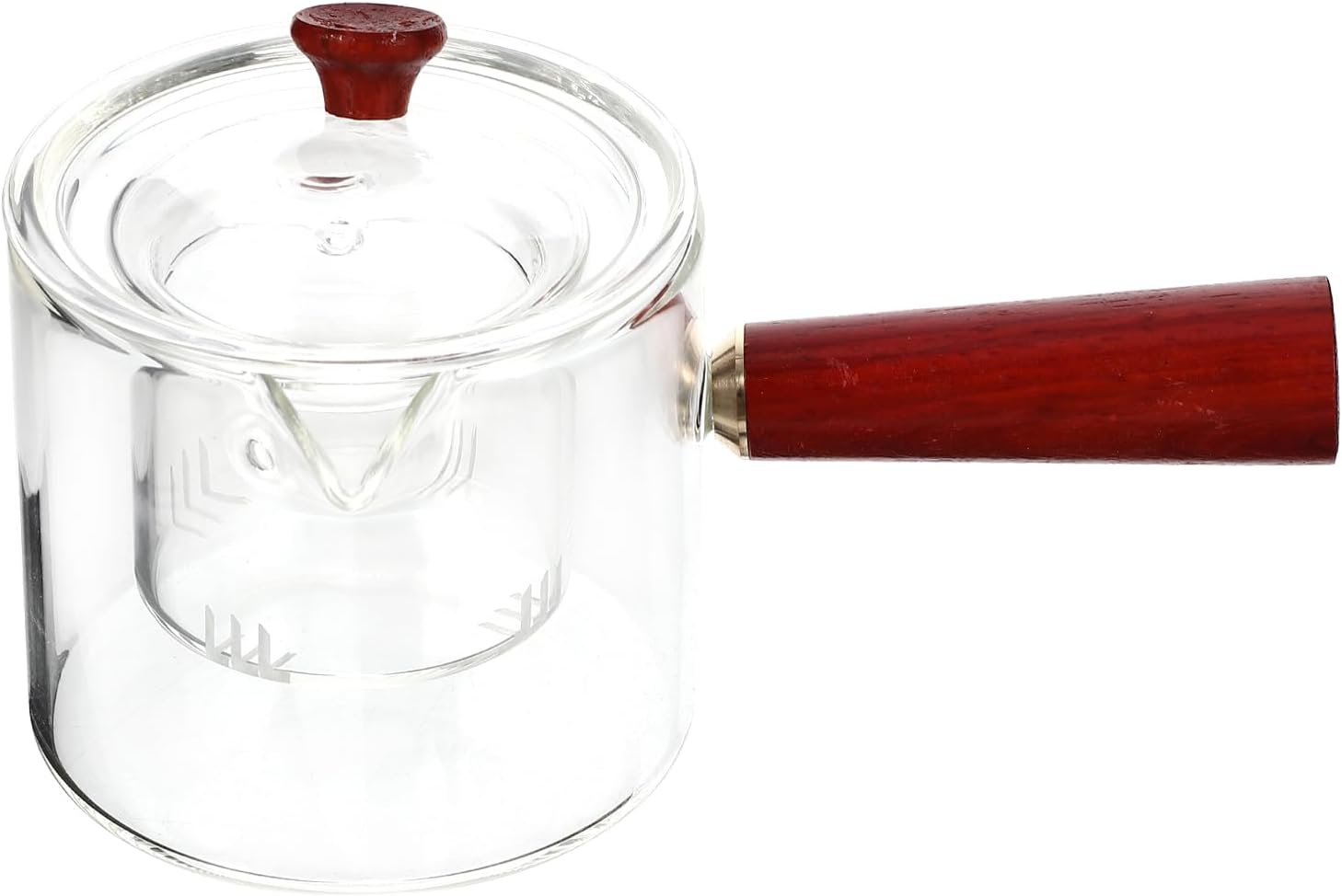 CALLARON 18.6 oz Glass Teapot - Clear Tea Kettle with Infuser, Tea Maker with Anti-Scalding Wood Handle, Loose Leaf Tea Infuser for Stove Top, Gas & Induction Cookware