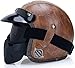 Produktbild HINSD Halbhelme Jethelme Brain - Cap Vintage Motorradhalbhelm Retro 3/4 Helm Cruiserhelm Chopperhelm Scooterhelm mit DOT ECE-geprüfter Herren-Motorradhelm Mofa-Helm,E-L59~60
