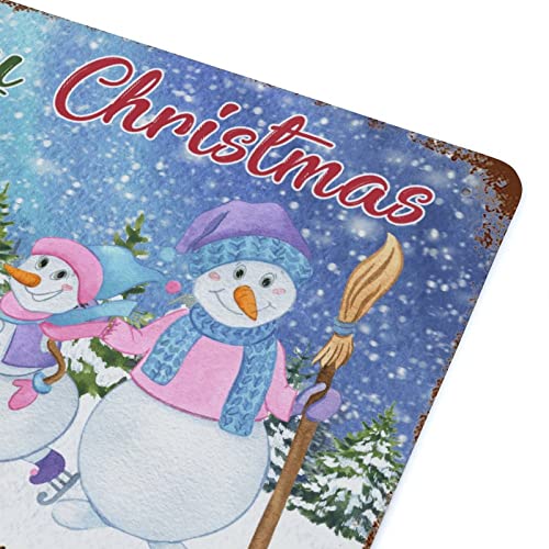 Panneau en métal Merry Christmas bonhomme de neige déco noël 30x45cm