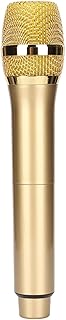 Microfone sem fio, sistema de microfone de mão dinâmico sem fio UHF profissional duplo de metal, para karaokê em casa, reunião, festa, igreja, dj, casamento(Ouro)