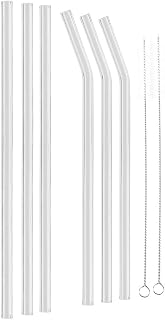 Annadue Reusable Glass Straws Eco Friendly Transparent Straw with Cleaning Brush, Practical Dinnerware for Home Kitchen in Office