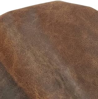 NAT Leathers | Brown Distressed 2 Tone Oily Faux Vegan Leather PU (Peta Approved Vegan) | 1 Yard 36 inch x 54 inch Cut by Yard Pleather 0.9 mm Upholstery | Brown Crazy Horse Distress 36"X54"