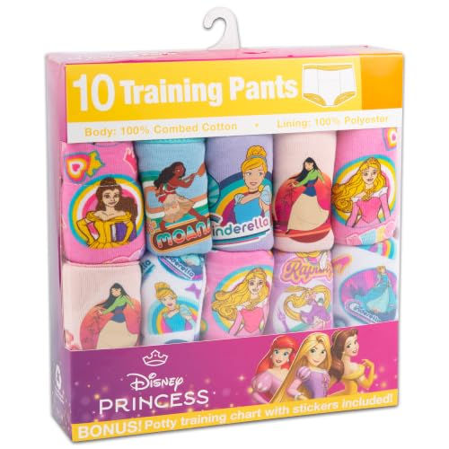 Image of Disney girls Princess Toddler Potty Training Pant and Starter Kit Includes Stickers & Tracking Chart Sizes 2t, 3t, 4t
