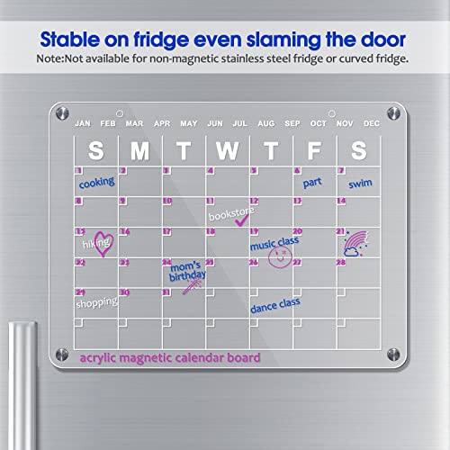 Acrylic Magnetic Dry Erase Board,Mooace Adhesive Calendar Planner Board For Fridge And Wall Set Of 2,Includes 6 Magnetic Markers With 3 Colors,Pen Holder,Clean Cloth And Self Adhesive Wall Hooks #TOP1
