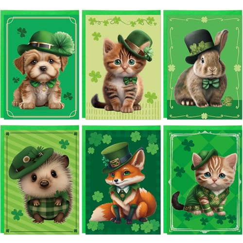 Treasure Cove St. Patrick's Day Card Set with Envelopes Green Greeting Cards Animal Design 24Pcs