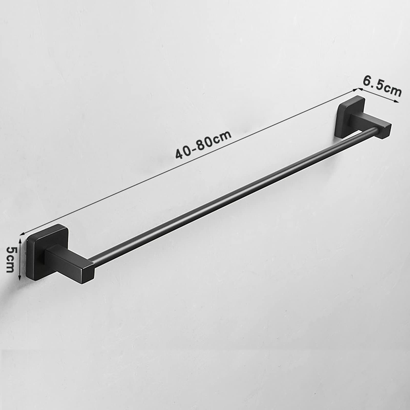 Toallero de toalla negra Toalla montada en la pared Riel de toallas para el baño Herrajes y cocina, SUS304 Estante de la torre de acero inoxidable SUS304 - Diseño redondo y cuadrado, 40/50/60/70/80cm