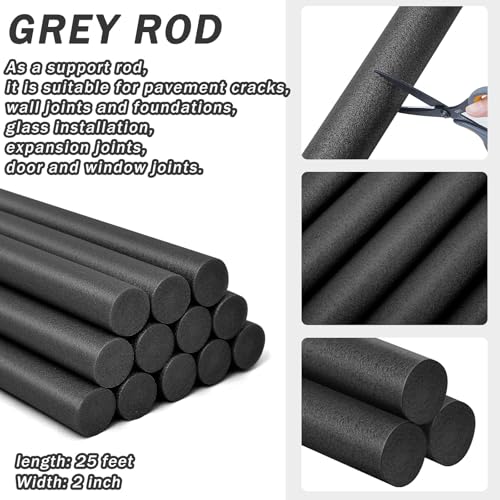Image of Leyndo 12 Pcs 1.5 inchx 25.4 inch Long Backer Rod Closed Cell Caulking Filler Rope Concrete Crack Filler Expansion Joint Strips Caulk Saver Foam for Joints Crack Filling(Black)