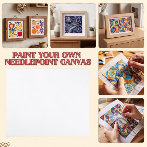 Image of Frienda 28 Pcs Needlepoint Canvas 14 Mesh, 2 Sheets 16x20 Inch White