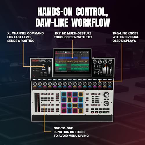 Image of Akai Professional MPC XL Standalone Music Production Center for Sampling and Sequencing with 10.1-inch Touchscreen, 3D MPCe Pads, 8-Core CPU, 16GB RAM, 256GB SSD