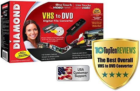 Diamond VC500 USB 2.0 One Touch VHS to DVD Video Capture Device with for Win7, Win8 & Win10